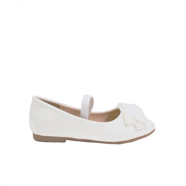 Girls Formal Flat Ballet Shoes White 1-7Yrs