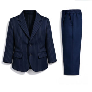 01D Navy Pinstripe Jacket and Plain Navy Pants 2pcs Set 3M-6Yr