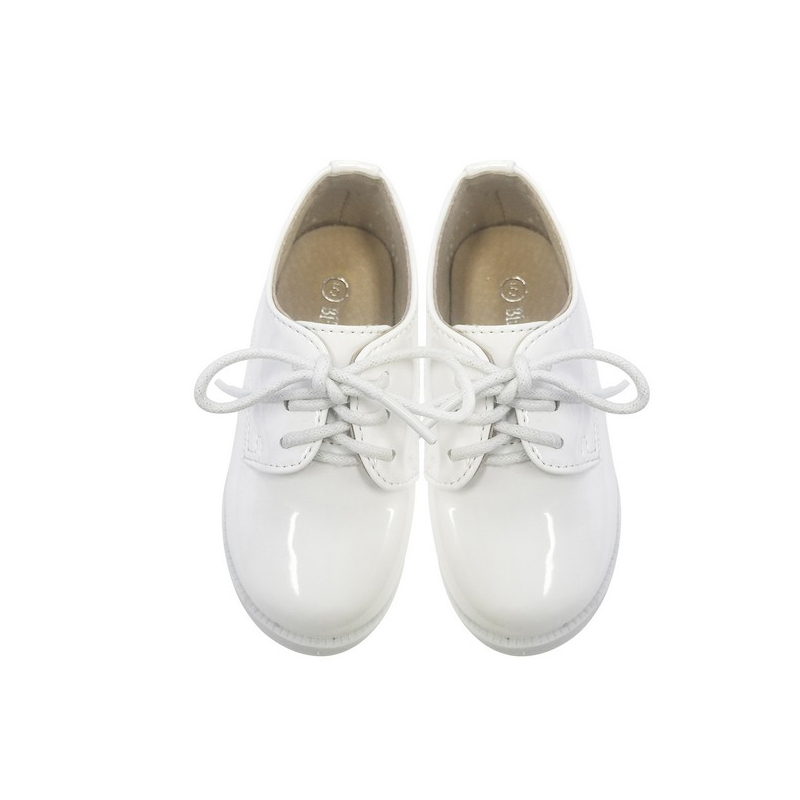 Baby Formal Glossy White Lace Up Shoes 