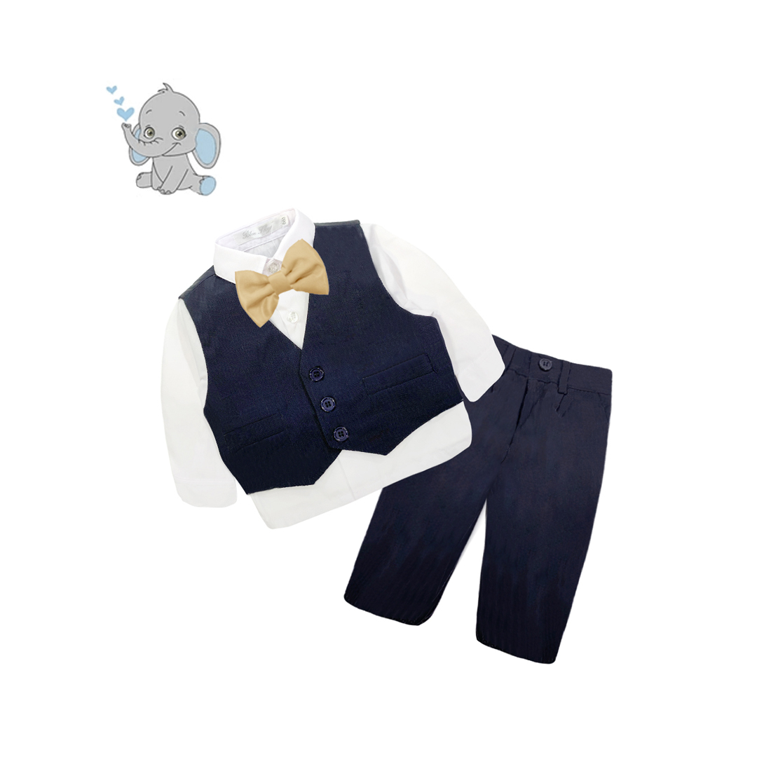 BC3QF1316 Baby/Toddler Boys Navy Formal 4pcs Suit Set (000 to 2 Years