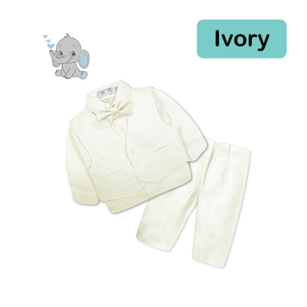 Baby Boys Ivory Formal 4pcs Suit 000-2Yrs