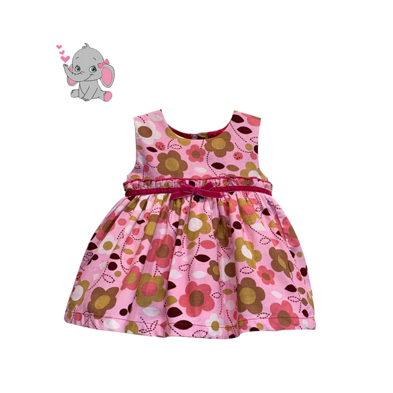 Newborn Floral Print Corduroy Dress Light Pink | BLUESKYKIDSLAND