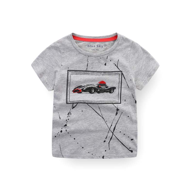 Boys Race Car Cotton Shirt in Grey 3-12Yrs | BLUESKYKIDSLAND