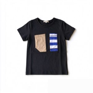 Contrast Patch Design Cotton T-Shirt Black 3-8Yrs