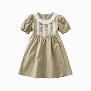 Vintage Floral Embroidered Puff Sleeve Dress Size 5-16Yrs
