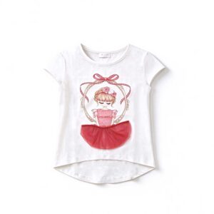 Ballerina Print Cotton T-Shirt Pink 3-10Yrs