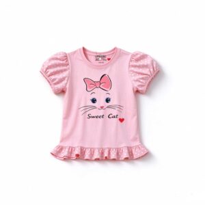 Sweet Cat Cotton Shirt Pink 3-10Yrs